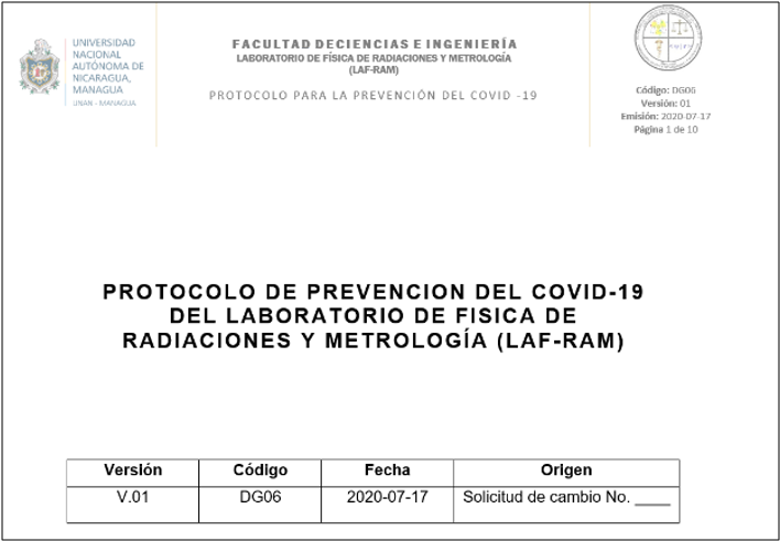 Portada del
protocolo de prevención de COVID-19