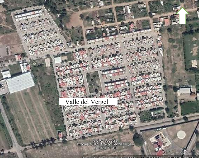 Vista aérea de
colonia Valle del Vergel.